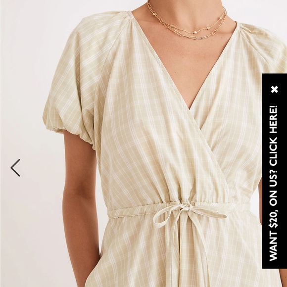 Madewell Plaid Tied Waist MIDI Dress - Picture 4 of 7